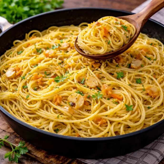 Паста с чесноком и маслом — на скорую руку