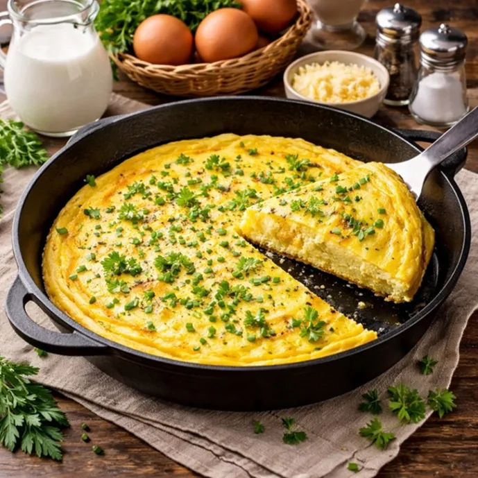 Омлет с молоком на сковороде