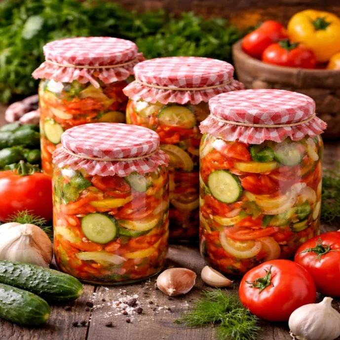 Салат на зиму из огурцов и помидоров