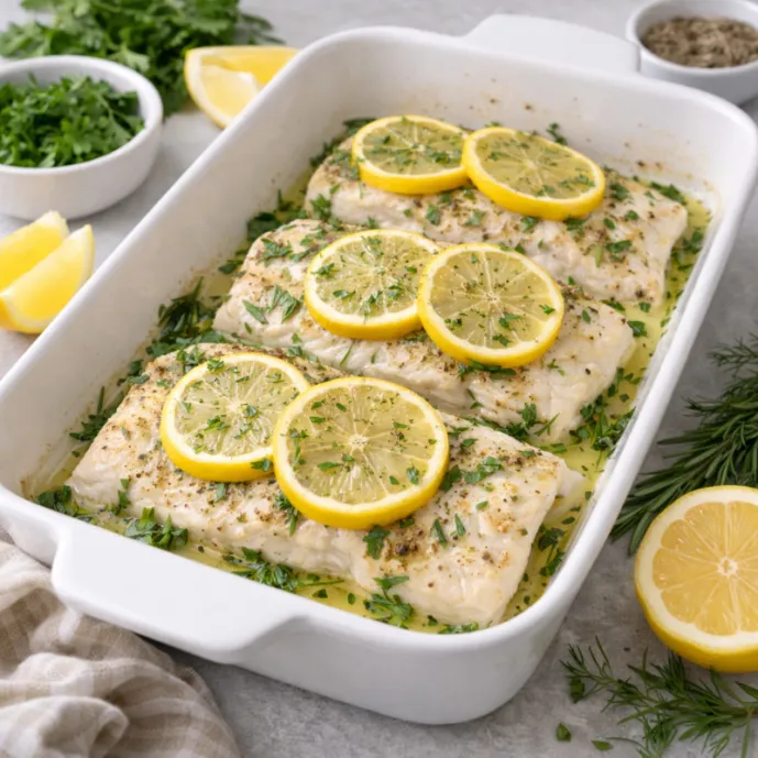 Рыба в духовке с лимоном и травами — легкий ПП-ужин