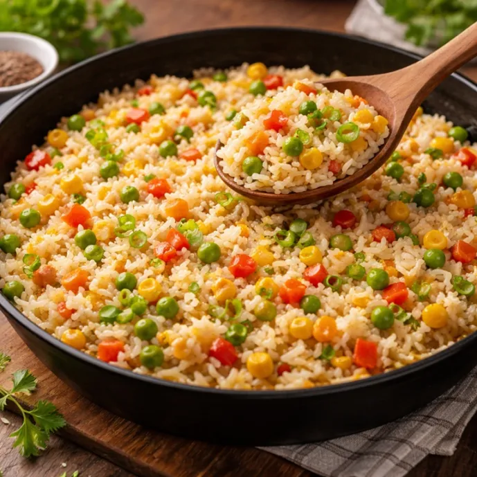 Рис с овощами на сковороде — простой гарнир