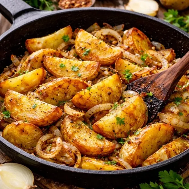 Картошка с луком на сковороде — простой рецепт
