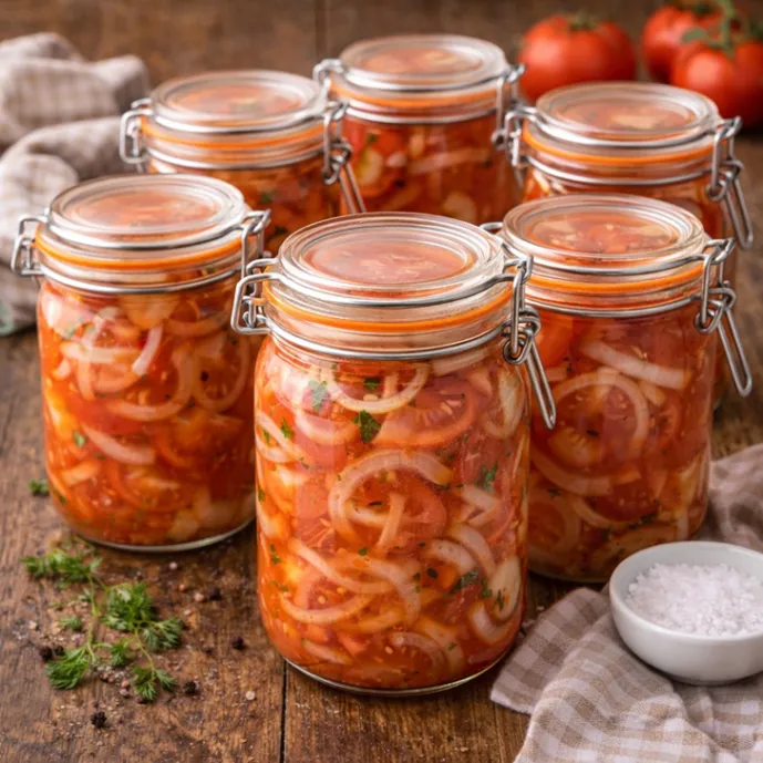 Салат из помидоров с луком на зиму