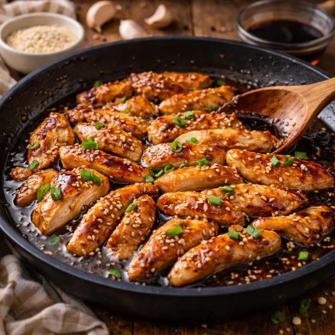 Куриное филе в соевом соусе на сковороде