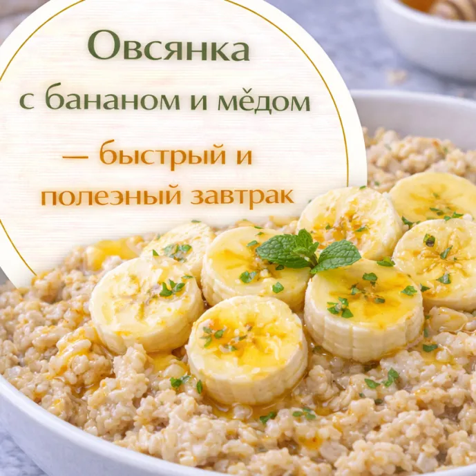 Овсянка с бананом и мёдом — быстрый и полезный завтрак