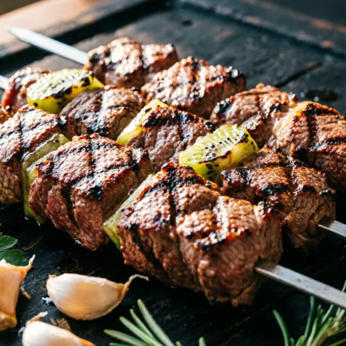 Шашлык из говядины с киви — маринад, который удивит
